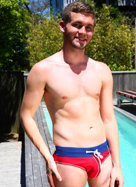 Horny guys Garrett Cooper, Jack Radley and Rafael Alencar sucking and screwing each other at pool