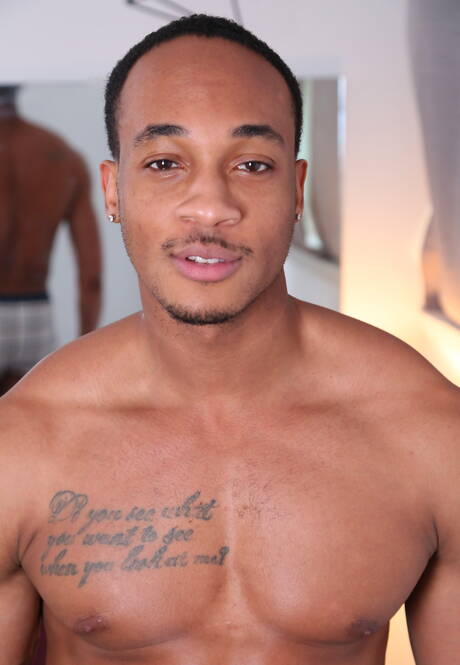 Ebony superstud Trent King shows a muscle body