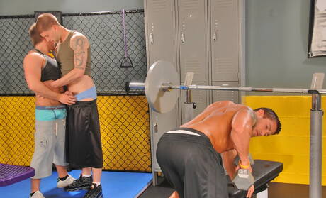 Nasty boys Cody Cummings, Brec Boyd and Marko Lebeau in hot threesome anal sex