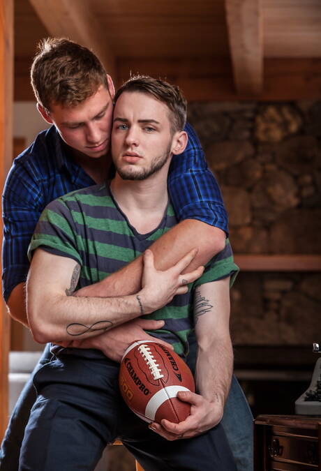 Two american boys strongman Connor Maguire and strongman Colton Grey posing naked