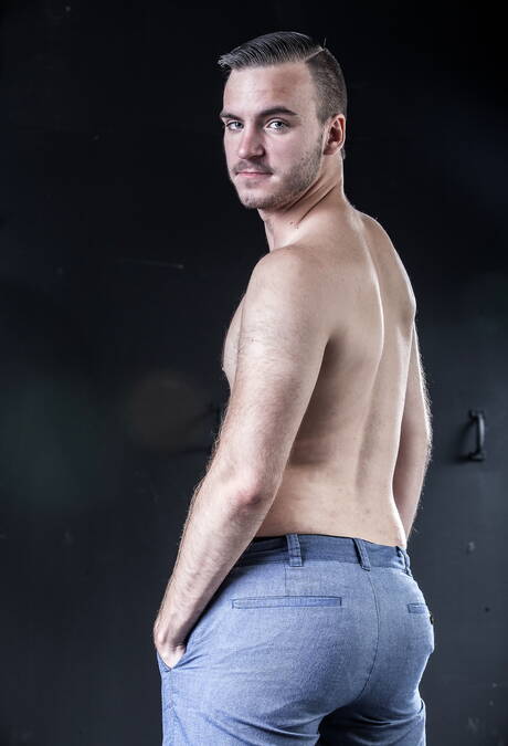 Famous americans, strongman Aaron Slate and strongman James Hamilton posing nude and showing nice butt