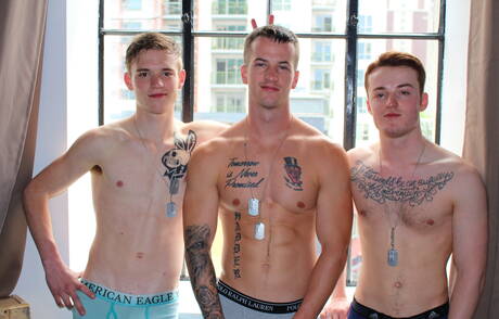 Nasty boys Quentin Gainz, Dominic and Scott Finn have a hot 3some sex outside