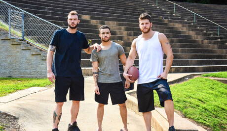 Nasty boys Cliff Jensen, Ashton Mckay and Beaux Banks have a good threesome sex outside