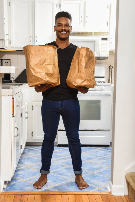 Ebony stud Adrian Hart and british hunky guy Michael Boston in interracial bang in the kitchen