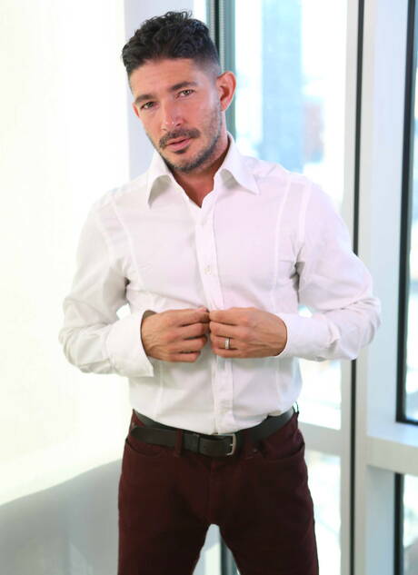 Nice american guys strongman Johnny Hazzard and hunky guy Adrian Hart have a good interracial sex