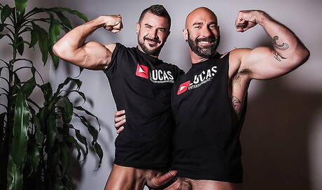 Sexy Dolf Dietrich, Drew Sebastian and Rod Beckmann in hot interracial threesome ass fuck