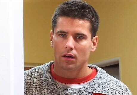 Horny guys Lukas Ridgeston, Danny Saradon and Tim Hamilton in hot threesome anal sex in kitchen