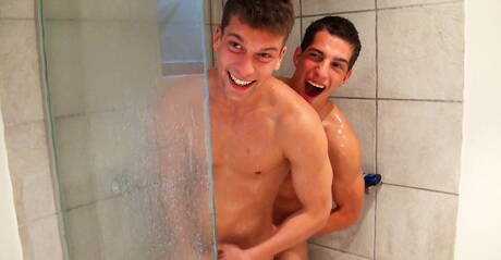 Hot czech boys superstud Ariel Vanean and hunky guy Kevin Warhol in cock sucking scene in bath