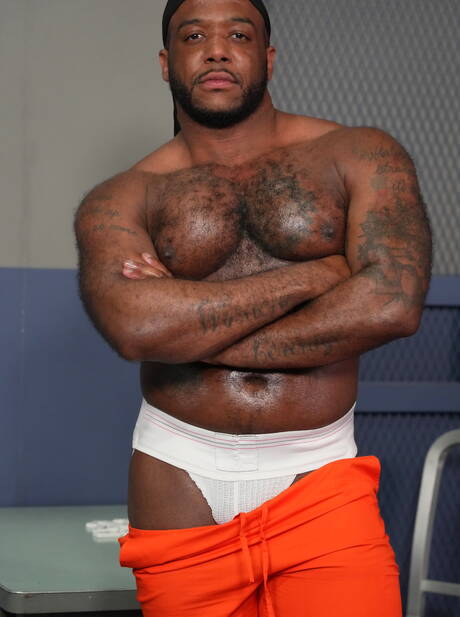 Marco Di Antoni and ebony beefcake Micah Martinez in hot interracial ass fuck action