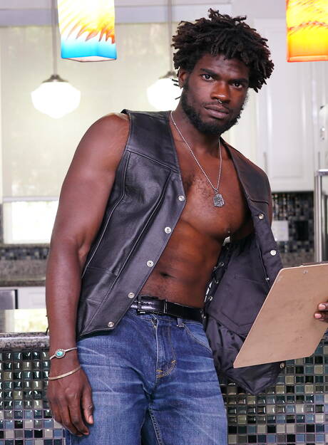 Hot Dean Diego, Devin Trez and San Paul have threesome interracial anal sex in kitchen