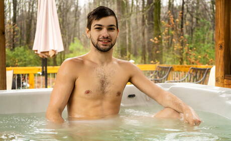 Hot guys Johnny Rapid, Jax Thirio and Collin Simpson in hot threesome ass bang at pool