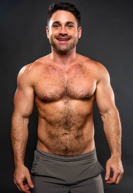 Two american guys hunk Dakota Payne and mature bear Beau Butler posing naked and showing butt at pool