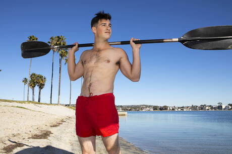 Superstud Archie and hunky guy Mitch have a hot couple sex on the beach