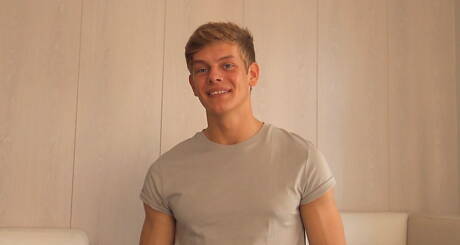 Strongman Olaf Mortensen playing with dick