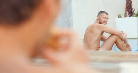 Czech hot twink Tom Houston and well-built Justin in hot anal sex at pool