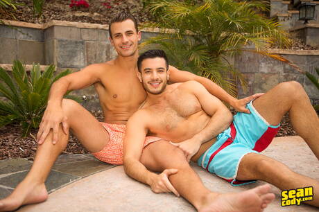 Pretty american boys hunky guy Manny and strongman Malcolm love each other outside