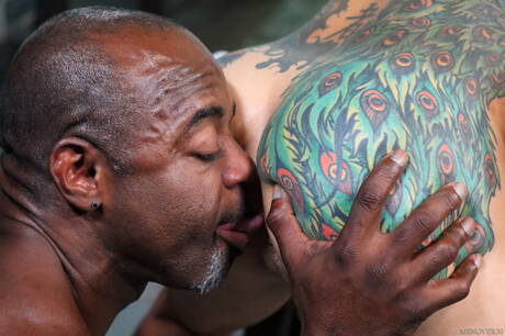 Hot american boys hunk Aaron Trainer and hunky guy Archer Croft fuck ass after interracial blowjob