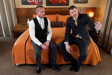 Hot boysBlake Ellis, Legrand Wolf and Myles Landon in hot threesome ass fuck action